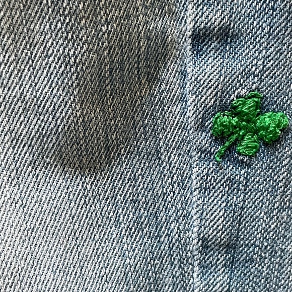 🤑🧑🏻🎤☘️MISS SIXTY Y2K Lucky Green SHAMROCK Denim Capris🤑☘️🧑🏻🎤 - Picture 3 of 7